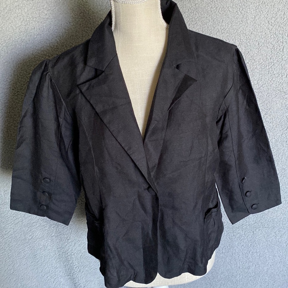 O Sherry Taylor Womens Black Blazer top Size M Medium Career Office work